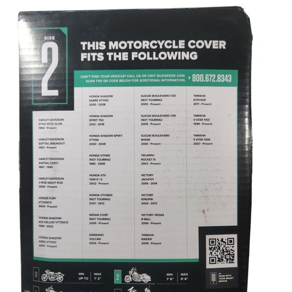 Budge Motorcycle Cover Standard Size 2 Fits 7’6” Up To 9’6” /Water Resistant NIB - Picture 2 of 2
